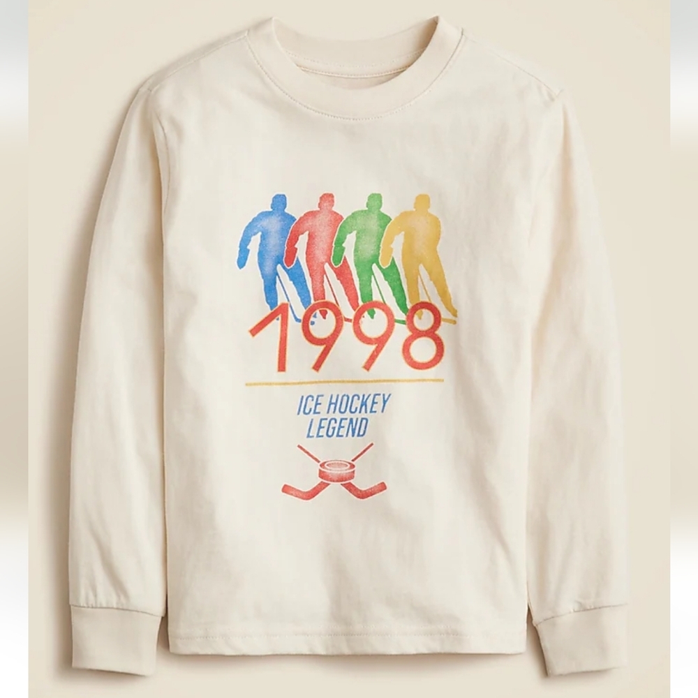 NWT Kids' long-sleeve "lce Hockey Legend" graphic T-shirt, XL